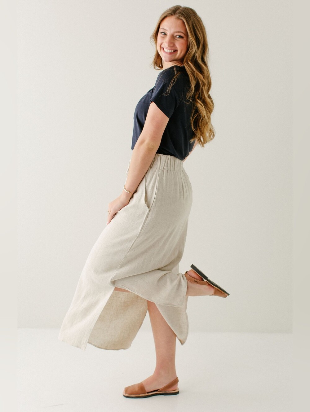 Winslet' Waist Tie Maxi Skirt In Natural (size XS) - Picture 4 of 16